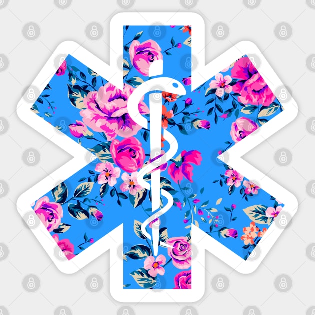 EMT , Floral EMT , EMS Paramedic , Reflective Emergency Medical Services Sticker by CreativeShirt